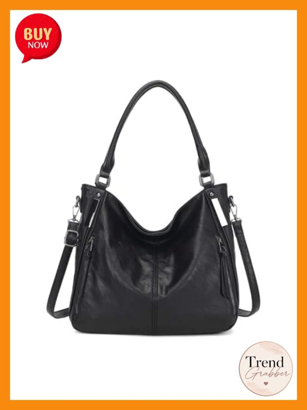 Large Soft PU Leather Hobo Tote Shoulder Handbag with Adjustable Strap